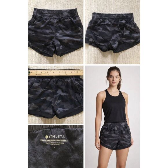 Athleta Pants - Athleta Camo Running Shorts Women’s Small Gray Black Mesh Lined